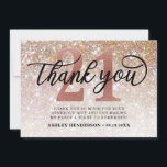 Glitter Ombre Sweet 21st Birthday Bedankkaart<br><div class="desc">Bedankt dat je familie en vrienden je 21ste verjaardag met je vieren! Ontwerp met elegante glitter champagne-achtergrond,  roos Gold 21 en kalligrafiescript 'dankuwel' op de voorzijde van de kaart en 21 op de achterzijde.Personaliseer uw boodschap,  naam en datum.</div>