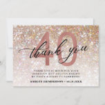 Glitter Ombre Sweet 40th Birthday Hartelijk dank Bedankkaart<br><div class="desc">Bedankt dat je familie en vrienden je 40e verjaardag met je vieren! Ontwerp met elegante glitter champagne-achtergrond,  roos Gold 40 en kalligrafiescript 'dankjewel' op de voorkant van de kaart en veertig op de achterkant. Pas uw bericht,  naam en datum aan.</div>