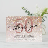 Glitter Ombre Sweet 50th Birthday Bedankkaart (Staand voorkant)