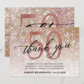 Glitter Ombre Sweet 50th Birthday Bedankkaart (Voorkant / Achterkant)