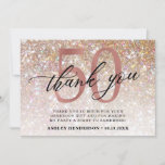 Glitter Ombre Sweet 50th Birthday Bedankkaart<br><div class="desc">Bedankt dat je familie en vrienden je 50e verjaardag met je vieren! Ontwerp met elegante glitter champagne achtergrond,  roos goud 50 en kalligrafiescript "dank u" op de voorzijde van de kaart en vijftig op de achterzijde.Personaliseer met uw bericht,  naam en datum.</div>