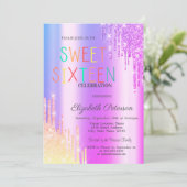 Glitter Ombre Violet Drips Kleurrijk Zoet 16 Kaart (Staand voorkant)