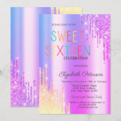 Glitter Ombre Violet Drips Kleurrijk Zoet 16 Kaart (Voorkant / Achterkant)