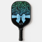 Glitter Ombre Zebra Blauw Lint Monogram Pickleball Paddle (Achterkant)