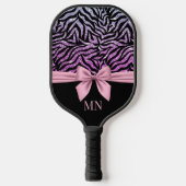 Glitter Ombre Zebra Roze Strik Monogram Pickleball Paddle (Voorkant)