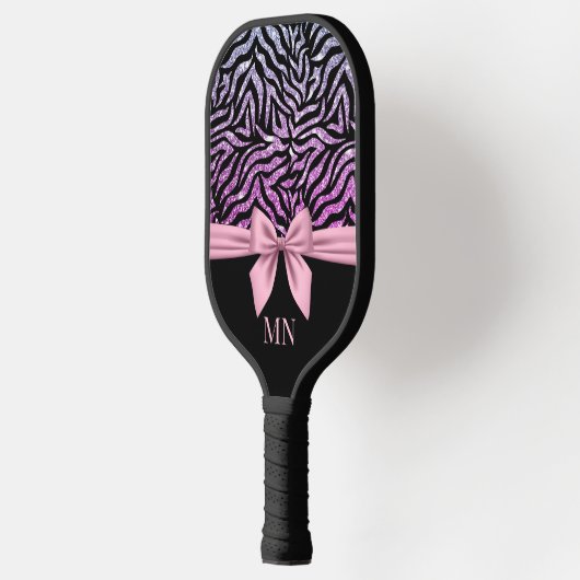 Glitter Ombre Zebra Roze Strik Monogram Pickleball Paddle (Links)