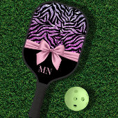 Glitter Ombre Zebra Roze Strik Monogram Pickleball Paddle