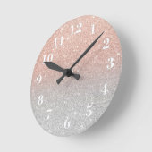 Glitter ombre zilver glitter glitter roos ronde klok (Hoek)