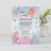 Glitter onder de zee Zeemeerminnen 8e verjaardagsf Kaart (Staand voorkant)