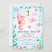 Glitter One Seahorse onder Zee 1e verjaardag Kaart (Voorkant)
