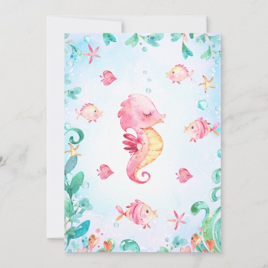 Glitter One Seahorse onder Zee 1e verjaardag Kaart (Achterkant)