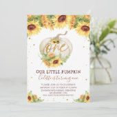 Glitter One Sunflower Pumpkin 1e verjaardag Kaart (Staand voorkant)