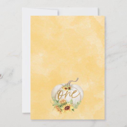 Glitter One Sunflower Pumpkin 1e verjaardag Kaart (Achterkant)