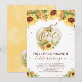 Glitter One Sunflower Pumpkin 1e verjaardag Kaart (Voorkant / Achterkant)