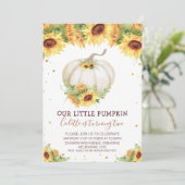 Glitter One Sunflower Pumpkin Birthday Invita Kaart (Staand voorkant)
