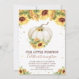 Glitter One Sunflower Pumpkin Birthday Invita Kaart