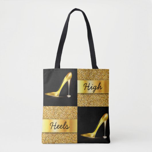 Glitter-ontwerp voor gouden hoge - hardesystemen tote bag (Voorkant)