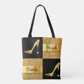 Glitter-ontwerp voor gouden hoge - hardesystemen tote bag (Achterkant)