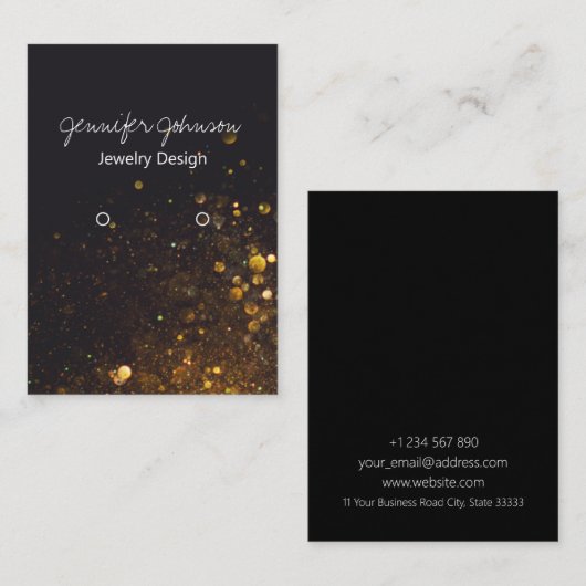 Glitter op Black Earring Holder Display Kaart Visitekaartje (Voorkant / Achterkant)