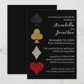 Glitter op Black Las Vegas Casino Bruiloft Kaart (Voorkant / Achterkant)