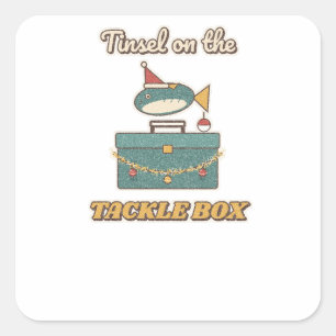Glitter op de vistuigdoos Vissen Vierkante Sticker