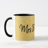 Glitter op maat geel goud Mrs initiaal Mok (Links)