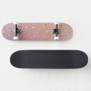 Glitter op Roos Gold en Paarse Folie Textuur Persoonlijk Skateboard