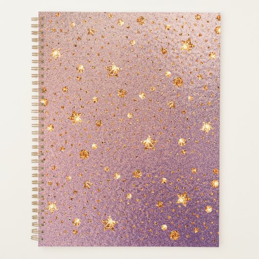 Glitter op Roos Gold en Paarse Folie Textuur Planner (Voorkant)