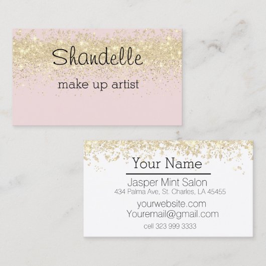 Glitter op roze Visitekaartje (Voorkant / Achterkant)