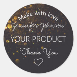 Glitter op zwarte klassieke ronde Sticker