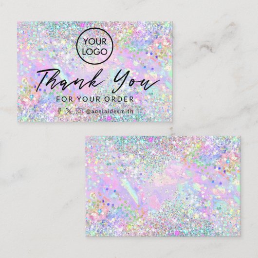 Glitter opaal achtergrond dank u kaart visitekaartje (Voorkant / Achterkant)
