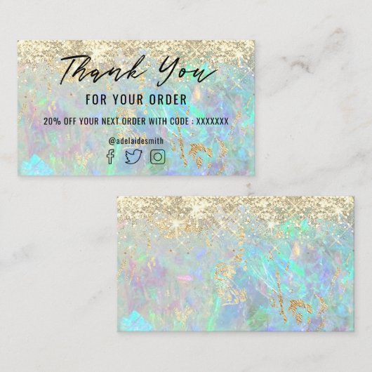 Glitter opaal achtergrond dank u visitekaartje (Voorkant / Achterkant)