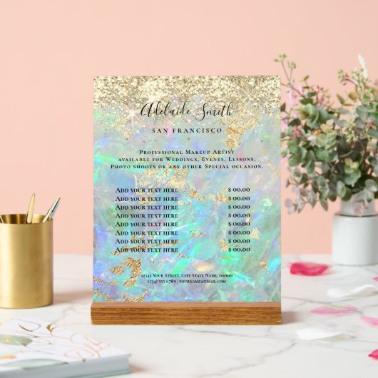 Glitter opaal prijslijst acryl bord (Huwelijk)