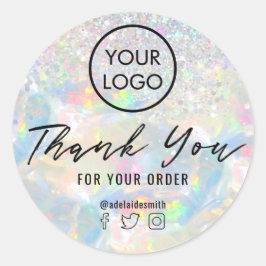 Glitter opaal textuur dank u ronde sticker
