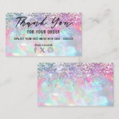 Glitter Opal Bedankt visitekaartje (Voorkant / Achterkant)