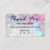 Glitter Opal Bedankt visitekaartje (Voorkant)