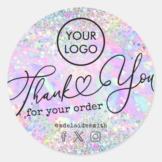 Glitter Opal Bedankt voor uw bestelling Ronde Sticker (Voorkant)