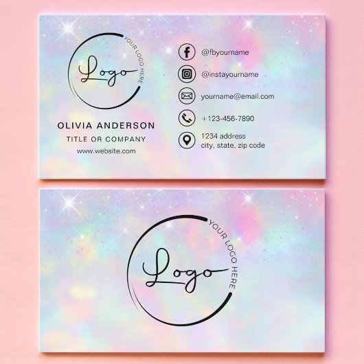 Glitter Opal Business Logo Social Media Visitekaartje