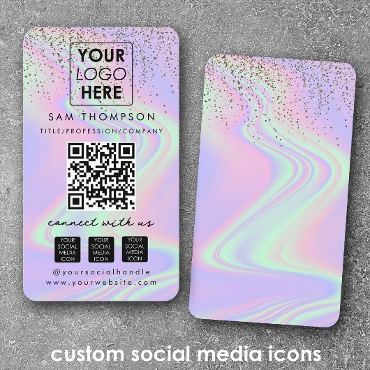 Glitter Opal Connect met US Social Media QR Code Visitekaartje