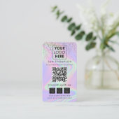 Glitter Opal Connect met US Social Media QR Code Visitekaartje (Staand voorkant)