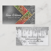 Glitter Opal Gold Foil Monogram Marmer Visitekaartje (Voorkant / Achterkant)