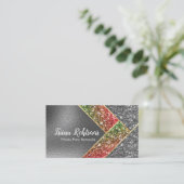 Glitter Opal Gold Foil Monogram Marmer Visitekaartje (Staand voorkant)