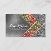 Glitter Opal Gold Foil Monogram Marmer Visitekaartje (Voorkant)