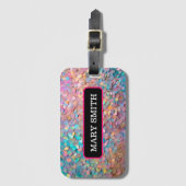 Glitter Opal Holografisch Modern Collectie Bagagelabel (Voorkant (verticaal))