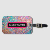 Glitter Opal Holografisch Modern Collectie Bagagelabel (Voorkant (horizontaal))