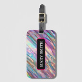 Glitter Opal Holografisch Trendy Collectie Bagagelabel (Voorkant (verticaal))