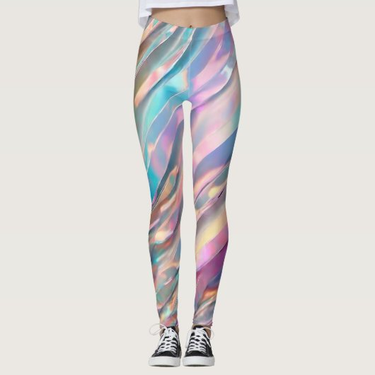 Glitter Opal Holografisch Trendy Collectie Leggings (Voorkant)