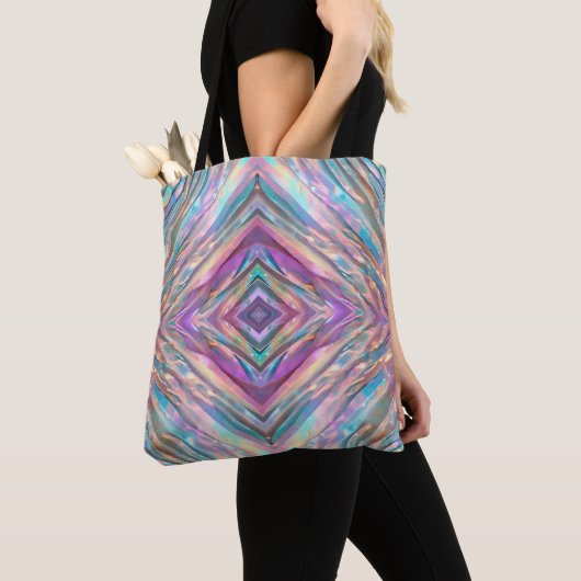 Glitter Opal Holografisch Trendy Collectie Tote Bag (Dichtbij)
