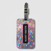 Glitter Opal Modern Holografisch Collectie Bagagelabel (Voorkant (verticaal))