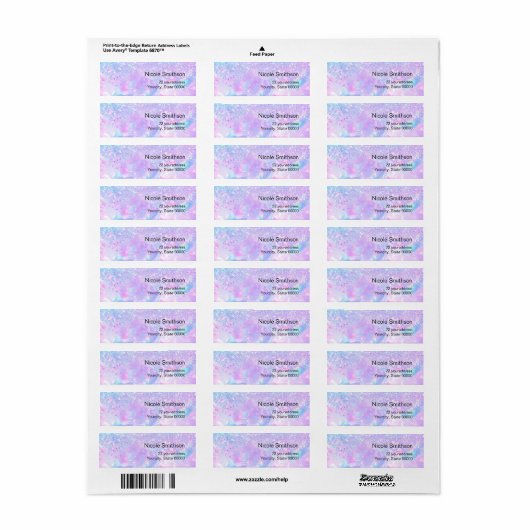 glitter opal paars labels (Full Sheet)